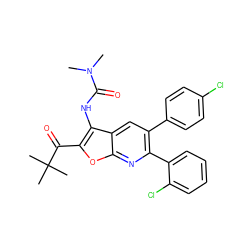 CN(C)C(=O)Nc1c(C(=O)C(C)(C)C)oc2nc(-c3ccccc3Cl)c(-c3ccc(Cl)cc3)cc12 ZINC000034109869