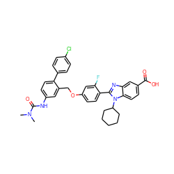 CN(C)C(=O)Nc1ccc(-c2ccc(Cl)cc2)c(COc2ccc(-c3nc4cc(C(=O)O)ccc4n3C3CCCCC3)c(F)c2)c1 ZINC000049938126