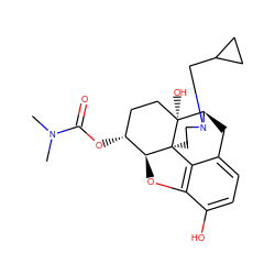 CN(C)C(=O)O[C@@H]1CC[C@@]2(O)[C@H]3Cc4ccc(O)c5c4[C@@]2(CCN3CC2CC2)[C@H]1O5 ZINC000062179137