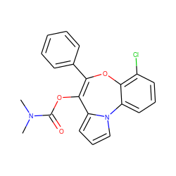 CN(C)C(=O)OC1=C(c2ccccc2)Oc2c(Cl)cccc2-n2cccc21 ZINC000013757580