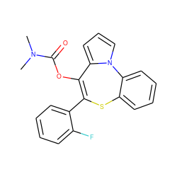 CN(C)C(=O)OC1=C(c2ccccc2F)Sc2ccccc2-n2cccc21 ZINC000013739876