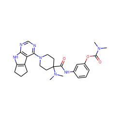 CN(C)C(=O)Oc1cccc(NC(=O)C2(N(C)C)CCN(c3ncnc4[nH]c5c(c34)CCC5)CC2)c1 ZINC000653852806