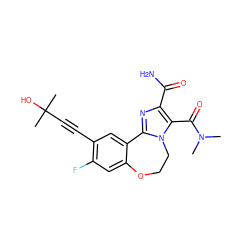 CN(C)C(=O)c1c(C(N)=O)nc2n1CCOc1cc(F)c(C#CC(C)(C)O)cc1-2 ZINC000219425194