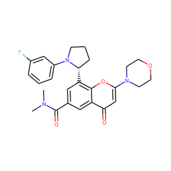 CN(C)C(=O)c1cc([C@H]2CCCN2c2cccc(F)c2)c2oc(N3CCOCC3)cc(=O)c2c1 ZINC000203774159