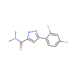 CN(C)C(=O)c1cc(-c2ccc(Cl)cc2Cl)n[nH]1 ZINC000040394552