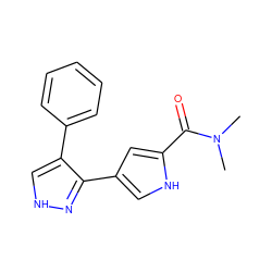 CN(C)C(=O)c1cc(-c2n[nH]cc2-c2ccccc2)c[nH]1 ZINC000020149026