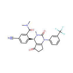 CN(C)C(=O)c1cc(C#N)ccc1[C@@H]1C2=C(CCC2=O)N(c2cccc(C(F)(F)F)c2)C(=O)N1C ZINC001772585294