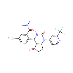 CN(C)C(=O)c1cc(C#N)ccc1[C@H]1C2=C(CCC2=O)N(c2ccnc(C(F)(F)F)c2)C(=O)N1C ZINC001772621723