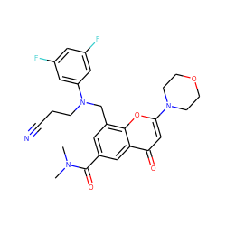 CN(C)C(=O)c1cc(CN(CCC#N)c2cc(F)cc(F)c2)c2oc(N3CCOCC3)cc(=O)c2c1 ZINC000653844293