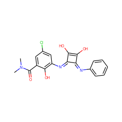 CN(C)C(=O)c1cc(Cl)cc(/N=c2\c(O)c(O)\c2=N/c2ccccc2)c1O ZINC000034292002