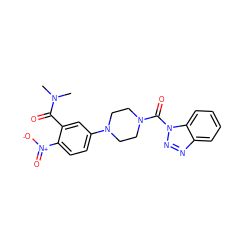 CN(C)C(=O)c1cc(N2CCN(C(=O)n3nnc4ccccc43)CC2)ccc1[N+](=O)[O-] ZINC000095578373