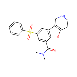 CN(C)C(=O)c1cc(S(=O)(=O)c2ccccc2)cc2c3c(oc12)CCNC3 ZINC000147570907