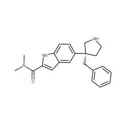 CN(C)C(=O)c1cc2cc([C@]3(Cc4ccccc4)CCNC3)ccc2[nH]1 ZINC000040866668