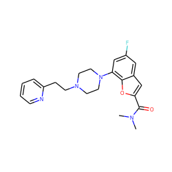 CN(C)C(=O)c1cc2cc(F)cc(N3CCN(CCc4ccccn4)CC3)c2o1 ZINC000114868424