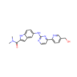 CN(C)C(=O)c1cc2cc(Nc3nccc(-c4ccc(CO)cn4)n3)ccc2[nH]1 ZINC000145309783