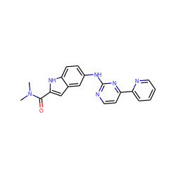 CN(C)C(=O)c1cc2cc(Nc3nccc(-c4ccccn4)n3)ccc2[nH]1 ZINC000144193984