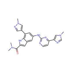 CN(C)C(=O)c1cc2cc(Nc3nccc(-c4cn(C)cn4)n3)cc(-c3cnn(C)c3)c2[nH]1 ZINC000205650889