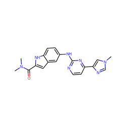 CN(C)C(=O)c1cc2cc(Nc3nccc(-c4cn(C)cn4)n3)ccc2[nH]1 ZINC000205650019