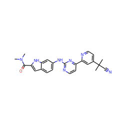 CN(C)C(=O)c1cc2ccc(Nc3nccc(-c4cc(C(C)(C)C#N)ccn4)n3)cc2[nH]1 ZINC000145306256