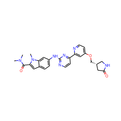 CN(C)C(=O)c1cc2ccc(Nc3nccc(-c4cc(OC[C@@H]5CNC(=O)C5)ccn4)n3)cc2n1C ZINC000144295760