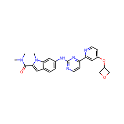 CN(C)C(=O)c1cc2ccc(Nc3nccc(-c4cc(OC5COC5)ccn4)n3)cc2n1C ZINC000144296393