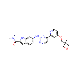 CN(C)C(=O)c1cc2ccc(Nc3nccc(-c4cc(OCC5(C)COC5)ccn4)n3)cc2[nH]1 ZINC000145310219