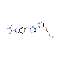 CN(C)C(=O)c1cc2ccc(Nc3nccc(-c4cc(OCCCO)ccn4)n3)cc2[nH]1 ZINC000145266042