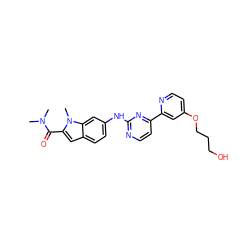 CN(C)C(=O)c1cc2ccc(Nc3nccc(-c4cc(OCCCO)ccn4)n3)cc2n1C ZINC000144297018