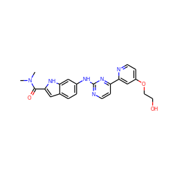 CN(C)C(=O)c1cc2ccc(Nc3nccc(-c4cc(OCCO)ccn4)n3)cc2[nH]1 ZINC000145317672