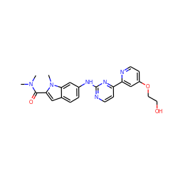 CN(C)C(=O)c1cc2ccc(Nc3nccc(-c4cc(OCCO)ccn4)n3)cc2n1C ZINC000144296797