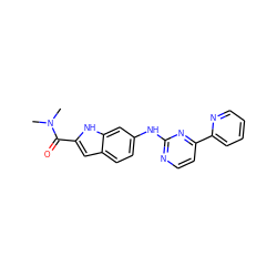 CN(C)C(=O)c1cc2ccc(Nc3nccc(-c4ccccn4)n3)cc2[nH]1 ZINC000144187888