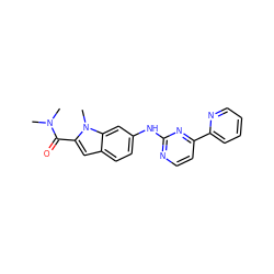 CN(C)C(=O)c1cc2ccc(Nc3nccc(-c4ccccn4)n3)cc2n1C ZINC000144303236