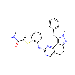 CN(C)C(=O)c1cc2cccc(Nc3ncc4c(n3)-c3c(nn(C)c3Cc3ccccc3)CC4)c2s1 ZINC000169702430