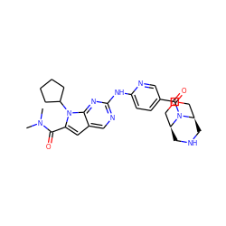 CN(C)C(=O)c1cc2cnc(Nc3ccc(C(=O)N4[C@H]5CNC[C@@H]4COC5)cn3)nc2n1C1CCCC1 ZINC000118591800