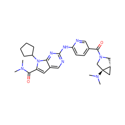 CN(C)C(=O)c1cc2cnc(Nc3ccc(C(=O)N4C[C@@H]5C[C@]5(N(C)C)C4)cn3)nc2n1C1CCCC1 ZINC000118727747