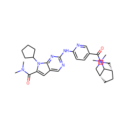 CN(C)C(=O)c1cc2cnc(Nc3ccc(C(=O)N4C[C@@H]5CC[C@H](C4)C5N(C)C)cn3)nc2n1C1CCCC1 ZINC000118593476