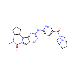 CN(C)C(=O)c1cc2cnc(Nc3ccc(C(=O)N4C[C@@H]5CC[C@H](C4)N5C)cn3)nc2n1C1CCCC1 ZINC000118594221