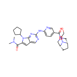 CN(C)C(=O)c1cc2cnc(Nc3ccc(C(=O)N4C[C@@H]5CC[C@H](C4)N5CCO)cn3)nc2n1C1CCCC1 ZINC000215444082