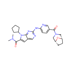 CN(C)C(=O)c1cc2cnc(Nc3ccc(C(=O)N4C[C@@H]5CC[C@H](C4)O5)cn3)nc2n1C1CCCC1 ZINC000118585116