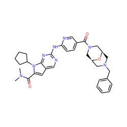 CN(C)C(=O)c1cc2cnc(Nc3ccc(C(=O)N4C[C@@H]5CN(Cc6ccccc6)C[C@H](C4)O5)cn3)nc2n1C1CCCC1 ZINC000118589987