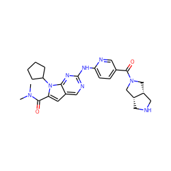 CN(C)C(=O)c1cc2cnc(Nc3ccc(C(=O)N4C[C@@H]5CNC[C@@H]5C4)cn3)nc2n1C1CCCC1 ZINC000118595234