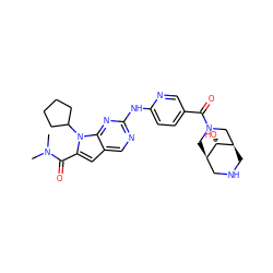 CN(C)C(=O)c1cc2cnc(Nc3ccc(C(=O)N4C[C@@H]5CNC[C@H](C4)[C@H]5O)cn3)nc2n1C1CCCC1 ZINC000261101128