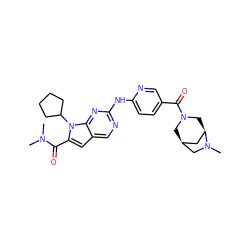 CN(C)C(=O)c1cc2cnc(Nc3ccc(C(=O)N4C[C@H]5C[C@@H](C4)N(C)C5)cn3)nc2n1C1CCCC1 ZINC000118595164