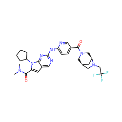 CN(C)C(=O)c1cc2cnc(Nc3ccc(C(=O)N4C[C@H]5C[C@@H](C4)N(CC(F)(F)F)C5)cn3)nc2n1C1CCCC1 ZINC000118592437