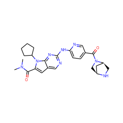 CN(C)C(=O)c1cc2cnc(Nc3ccc(C(=O)N4C[C@H]5C[C@@H]4CN5)cn3)nc2n1C1CCCC1 ZINC000118592612