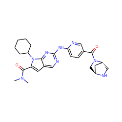 CN(C)C(=O)c1cc2cnc(Nc3ccc(C(=O)N4C[C@H]5C[C@H]4CN5)cn3)nc2n1C1CCCCC1 ZINC000118589591