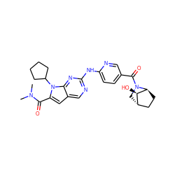 CN(C)C(=O)c1cc2cnc(Nc3ccc(C(=O)N4C[C@H]5CC[C@H]4[C@@H]5O)cn3)nc2n1C1CCCC1 ZINC000218959706