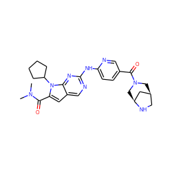 CN(C)C(=O)c1cc2cnc(Nc3ccc(C(=O)N4C[C@H]5CN[C@H](C5)C4)cn3)nc2n1C1CCCC1 ZINC000118593774