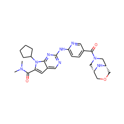 CN(C)C(=O)c1cc2cnc(Nc3ccc(C(=O)N4C[C@H]5COC[C@@H](C4)N5)cn3)nc2n1C1CCCC1 ZINC000118587809