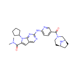 CN(C)C(=O)c1cc2cnc(Nc3ccc(C(=O)N4CC[C@@H]5CC[C@H](C4)N5)cn3)nc2n1C1CCCC1 ZINC000118588029